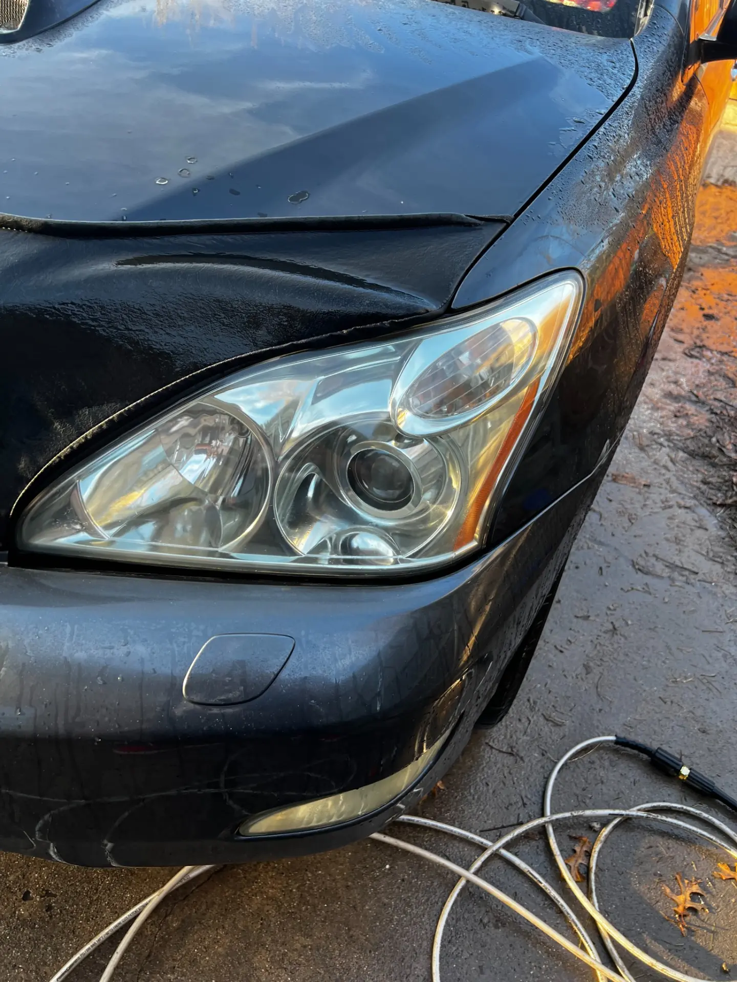 Restored Lexus RX headlight looking clear and bright after the service
