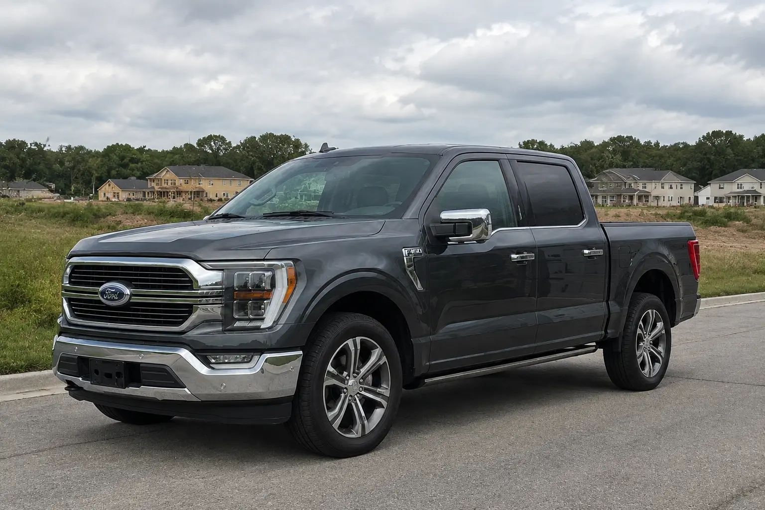 Detailed Ford F-150 at a residential construction jobsite