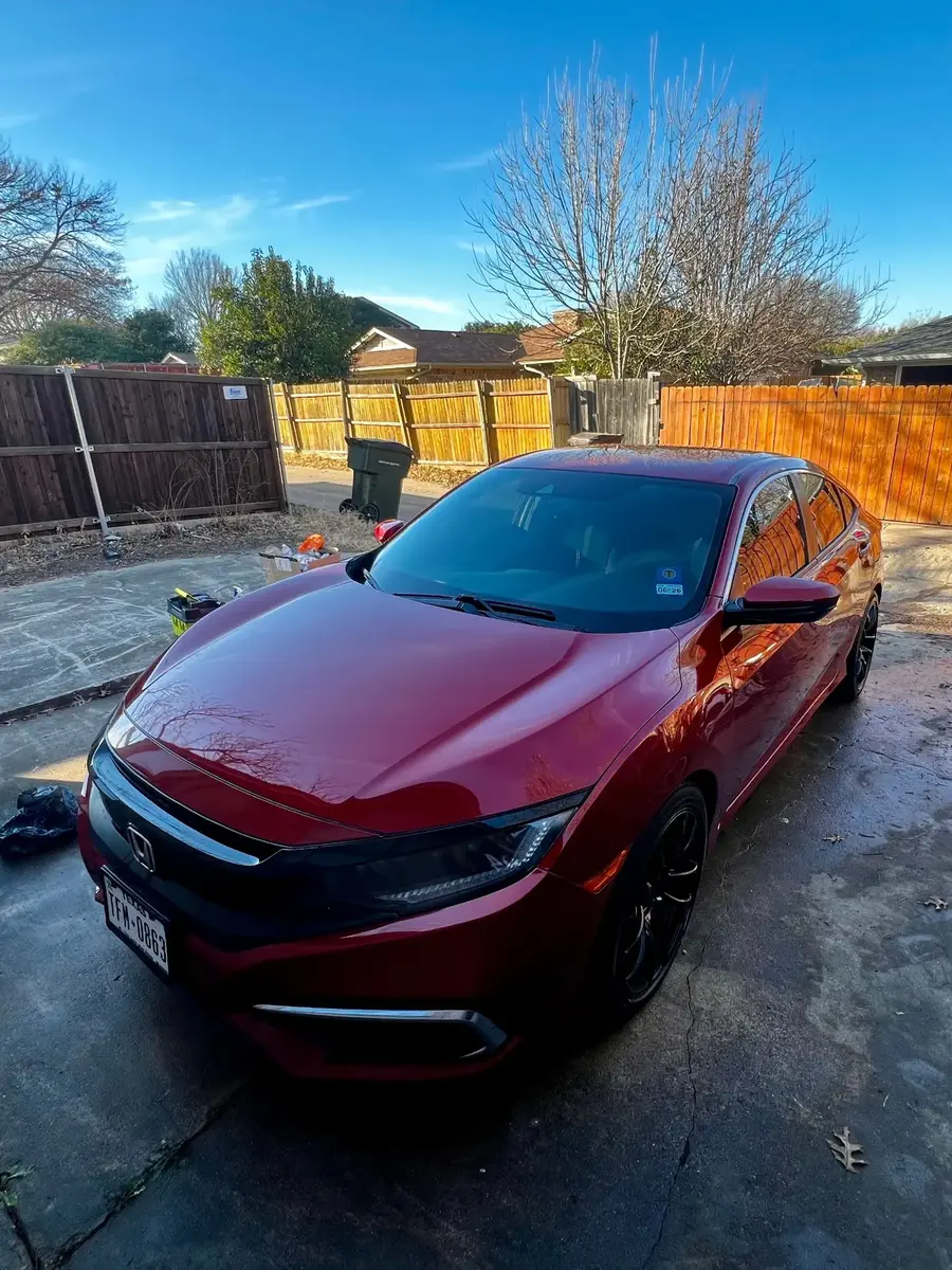 Honda Civic red front-quarter after exterior detail