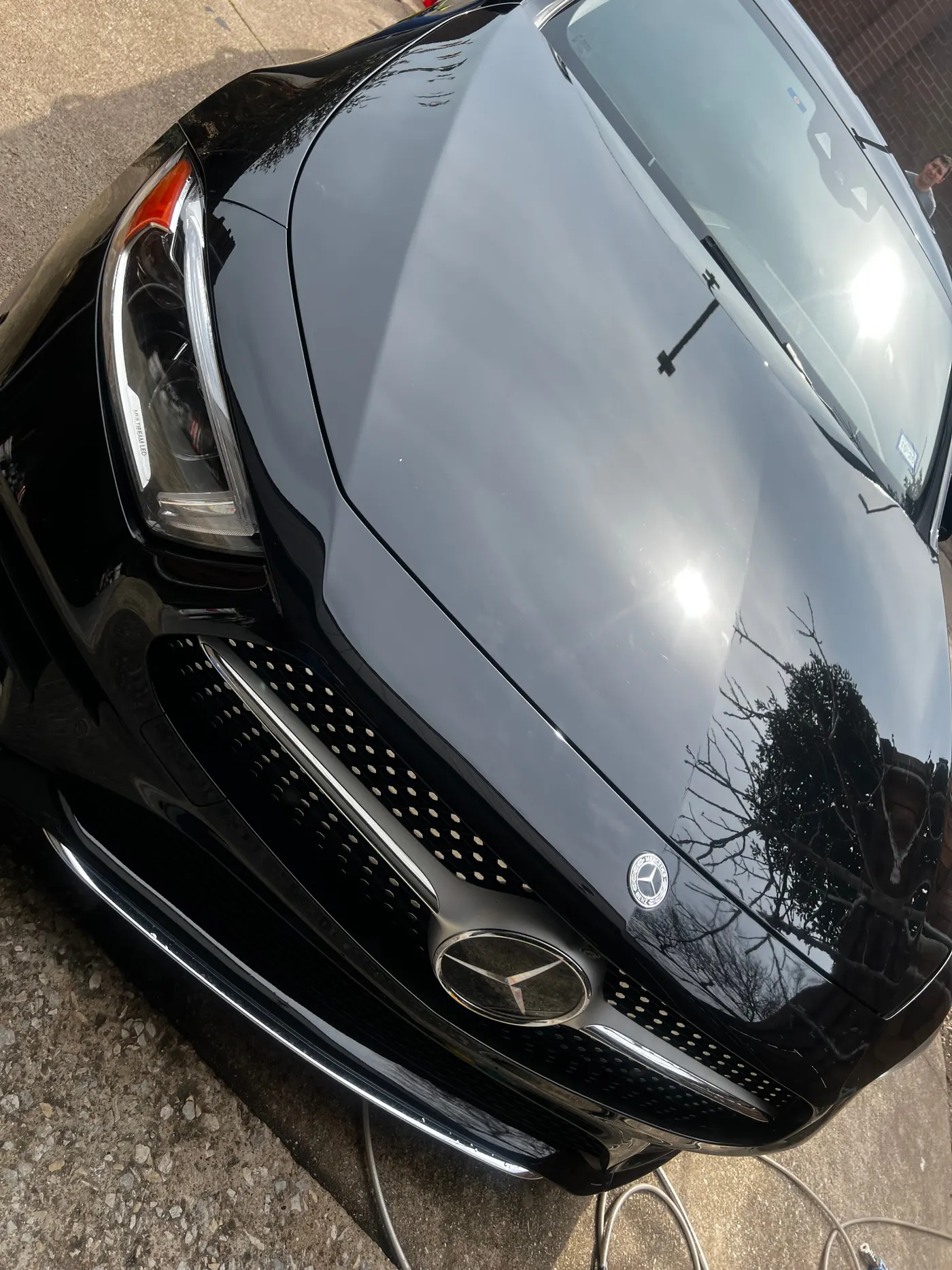 Mercedes-Benz CLS 450 hood and grille close-up after detail