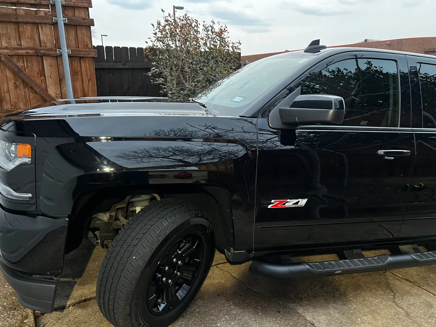 Chevy Silverado Z71 side profile with deep black gloss finish