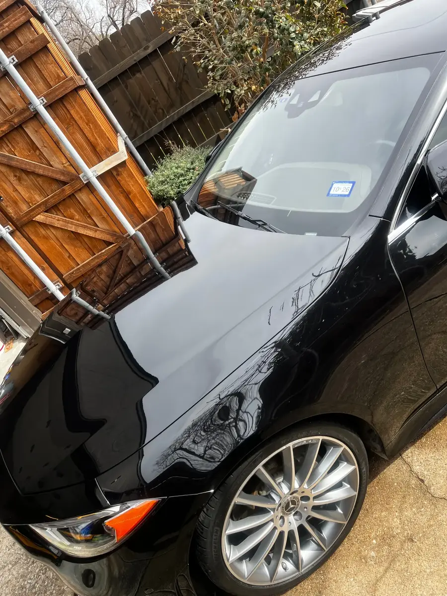 Mercedes-Benz CLS 450 hood and fender with tree reflection